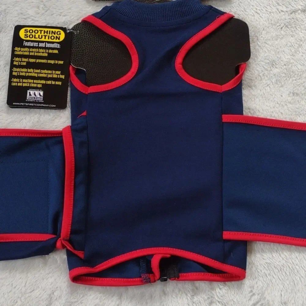 NFL Patriots Navy and Red Soothing Solutions Pet Soothing Vest Size Small